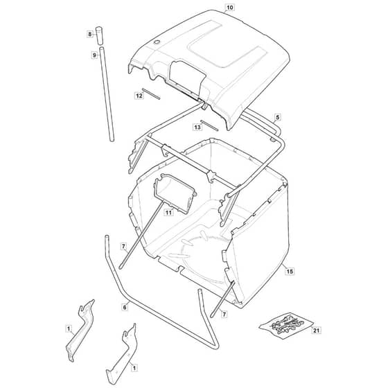 MTF 1430 M - 2019-2023 - 2T2010483/MTF - Mountfield Ride On Mower Grasscatcher Diagram