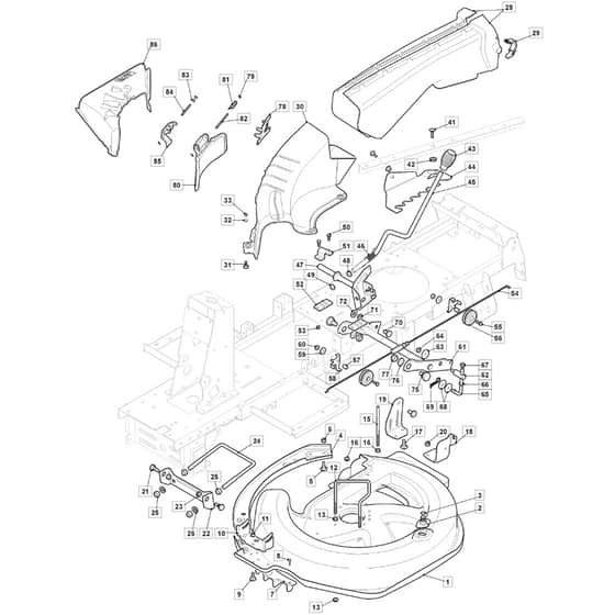 MTF 66MQ - 2021-2023 - 2T0050483/CAS - Mountfield Ride On Mower 66cm Deck Diagram