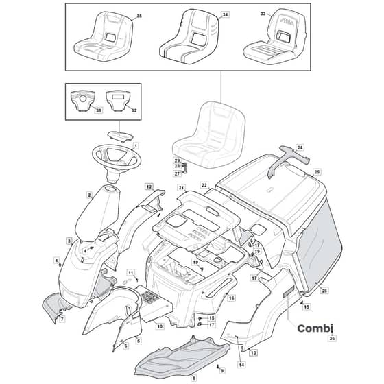MTF 66MQ - 2021-2023 - 2T0050483/CAS - Mountfield Ride On Mower Body Diagram