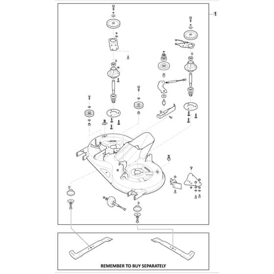 MTF 98HB - 2023 - 2T2620203/CAS - Mountfield Ride On Mower Cutting Deck Assy - MP98 Diagram