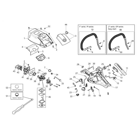 MTH 5100 - Efco Chainsaw Tank and air filter Diagram