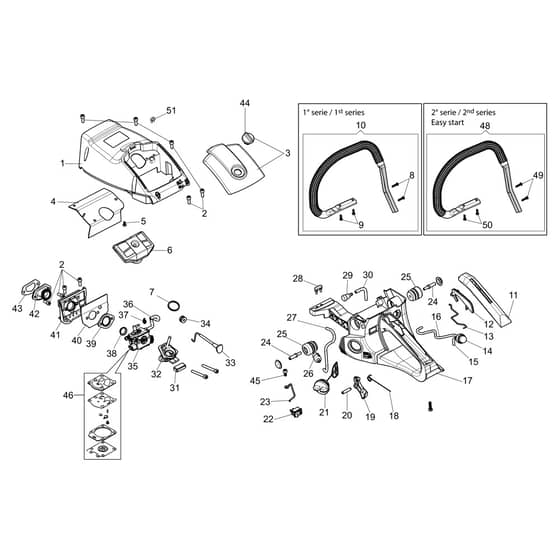 MTH 510 - Efco Chainsaw Tank and air filter Diagram