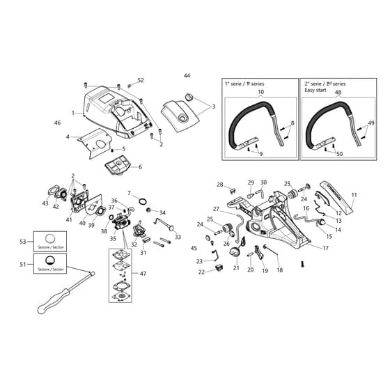 MTH 5600 - Efco Chainsaw Tank and air filter Diagram