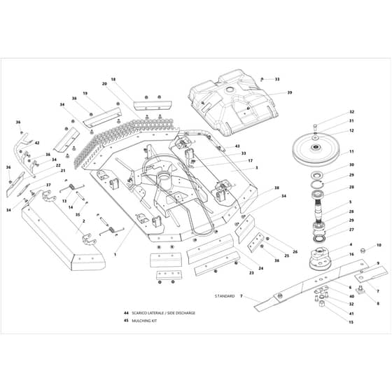 MULCHER 92 PRO 4WD K - 2025 - Bertolini Ride On Mower Mowing Deck Diagram