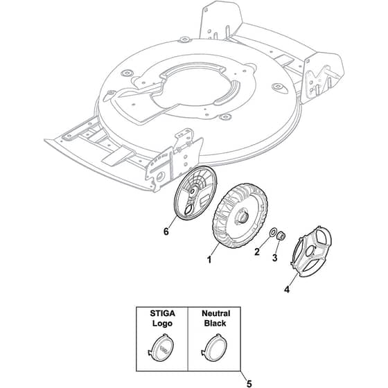 MULTICLIP 50 AE - 2017-2018 - 291501008/S17 - Stiga Rotary Mower Wheels and Hub Caps Diagram