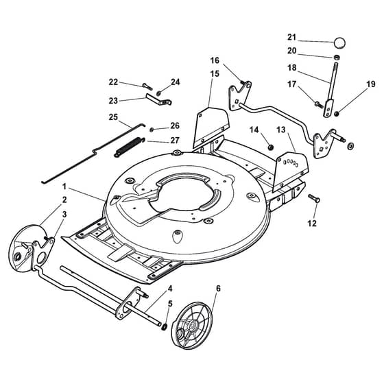 MULTICLIP 50 RENTAL - 2008-2010 - 11-5234-53 - Stiga Rotary Mower Deck and Height Adjusting Diagram