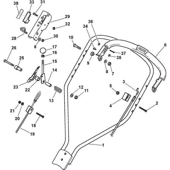 MULTICLIP 50 S PLUS - 2010-2011 - 291502041/S10 - Stiga Rotary Mower Handle Upper Part Diagram