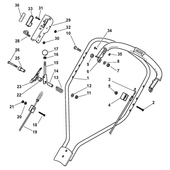 MULTICLIP 53 S RENTAL - 2009-2010 - 293532141/ST9 - Stiga Rotary Mower Handle Upper Part Diagram