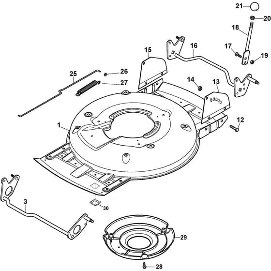 MULTICLIP 750 S AE - 2021 - 291503178/ST1 - Stiga Rotary Mower Deck and Height Adjusting Diagram