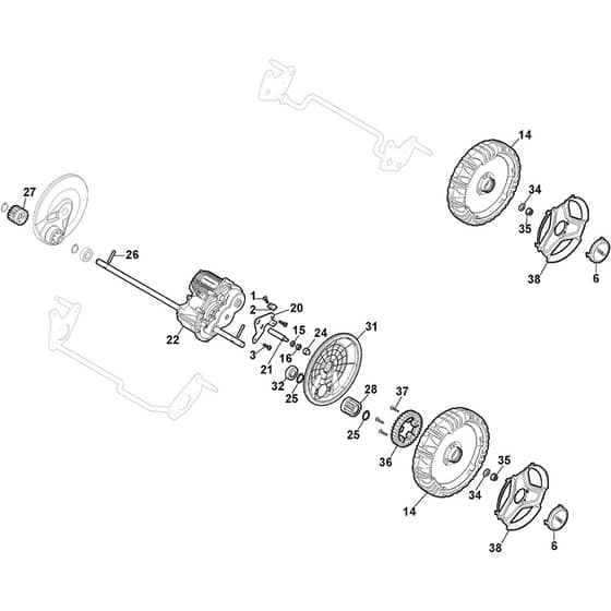 MULTICLIP 750 S AE - 2021 - 291503178/ST1 - Stiga Rotary Mower Transmission and Wheels Diagram