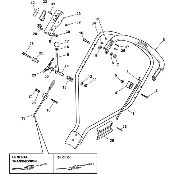 MULTICLIP PLUS 50 SEV B - 2016-2019 - 291503528/S16 - Stiga Rotary Mower Handle Upper Part Diagram