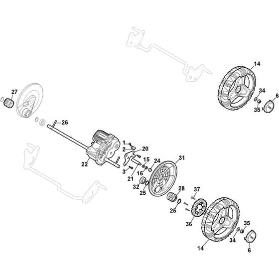 MULTICLIP PRO 50 S AE - 2018 - 291502108/ST1 - Stiga Rotary Mower Transmission Diagram