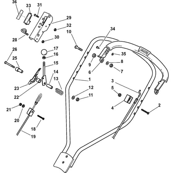 MULTICLIP PRO 51 S - 2010 - 293532028/STG - Stiga Rotary Mower Handle Upper Part Diagram