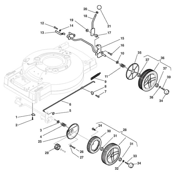 MULTICLIP PRO 53 S4 SVAN - 2012-2013 - 293533038/S10 - Stiga Rotary Mower Wheels and Hub Caps Diagram
