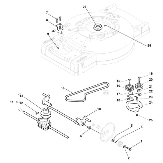 MULTICLIP PRO 53 SVX H - 2019 - 293533038/ST1 - Stiga Rotary Mower Transmission Diagram