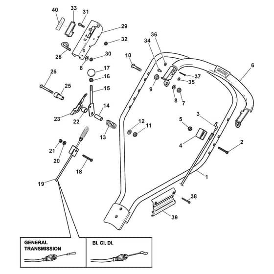 MULTICLIP RENTAL 50 S B - 2016-2018 - 291502128/S16 - Stiga Rotary Mower Handle Upper Part Diagram