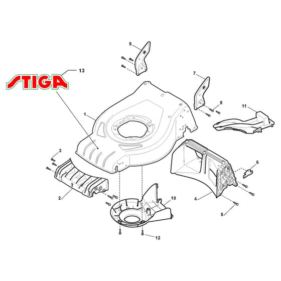MULTIMOWER 53 S - 2013 - 295536144/S13 - Stiga Rotary Mower Deck Diagram