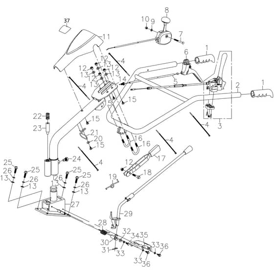 MZ 2098 RKS -  - Efco Tiller Handlebar Diagram