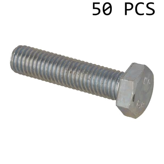 Setscrews M12 x 50mm, Pack of 50 - Zinc Plated 8.8 HT DIN 933