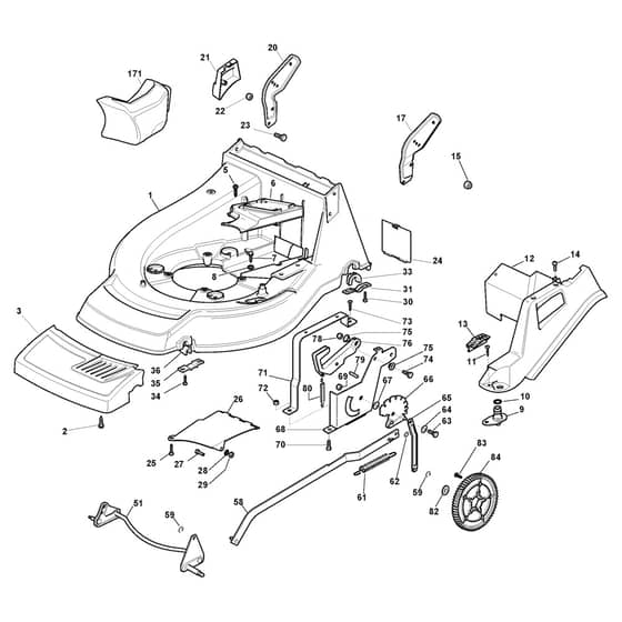NP 534 W TR-H - 2012-2013 - 292157038/CAS - Castel Garden Rotary Mower Deck and Height Adjusting Diagram