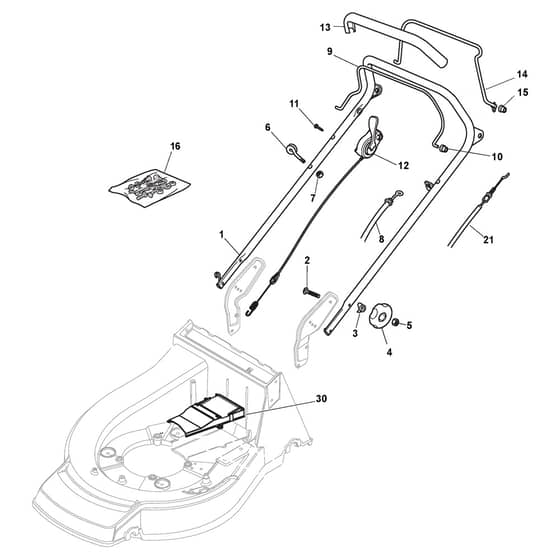 NP 534 WTR BBC-H - 2012-2017 - 292157333/10 - Castel Garden Rotary Mower Handle, Upper Part BBC Diagram