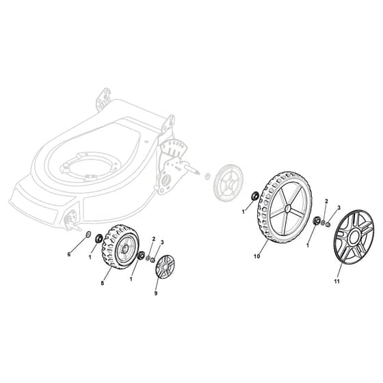 NP 534 WTR-H - 2012-2016 - 292157033/10 - Castel Garden Rotary Mower Wheels and Hub Caps Diagram