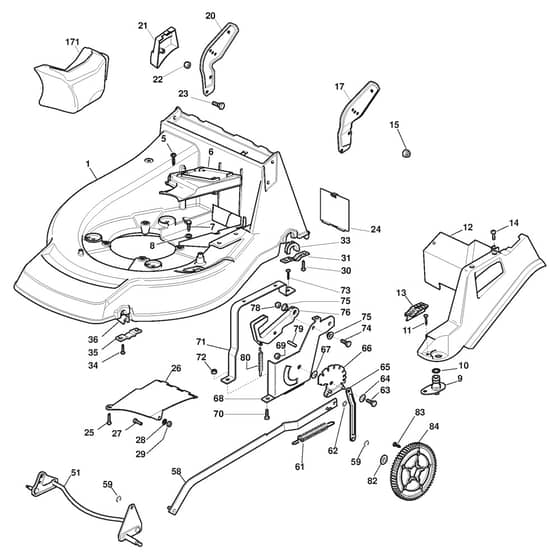 NP 534 WTRV-H - 2012-2017 - 292157833/10 - Castel Garden Rotary Mower Deck and Height Adjusting Diagram