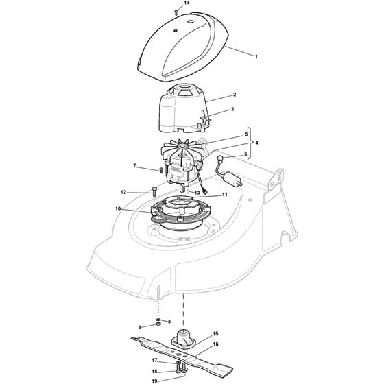NT 480 - 2016-2019 - 299487063/KAM - Castel Garden Rotary Mower Electric Motor and Blade Diagram