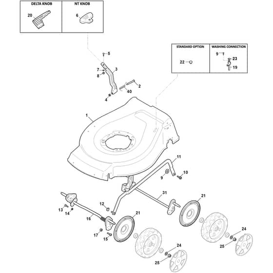 NTL 480 - 2016-2019 - 299480661/GRB - Castel Garden Rotary Mower Deck And Height Adjusting Diagram