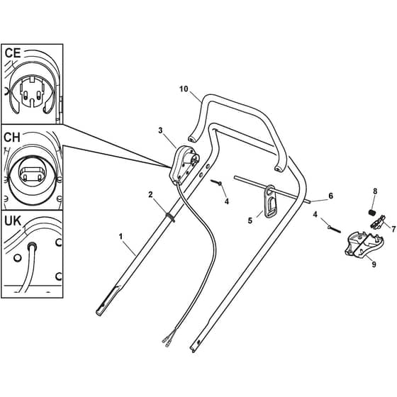 NTL 480 - 2016-2019 - 299480661/GRB - Castel Garden Rotary Mower Handle Upper Part Diagram
