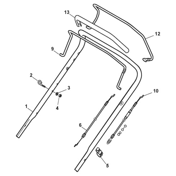 NTL 534 WTR-B - 2012-2016 - 299536023/12 - Castel Garden Rotary Mower Handle Upper Part Diagram
