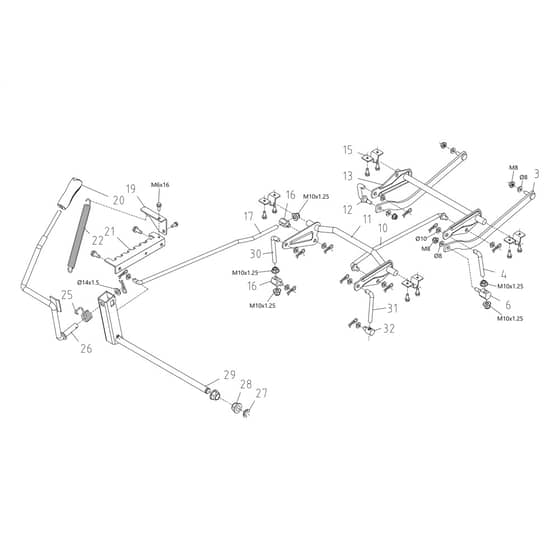 OM 102R/16 K - 2025 - Oleo-Mac Ride On Mower Cutting Plate Lifting Diagram