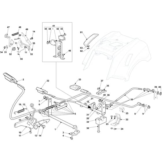 OM 103/16 K - 2019 - Oleo-Mac Ride On Mower Brake and Gearbox Controls Diagram
