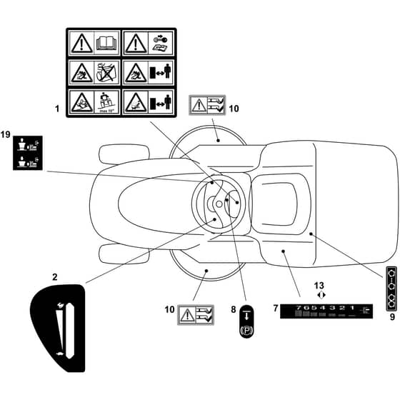 OM 103/22 V - 2019 - Oleo-Mac Ride On Mower Labels 01 Diagram