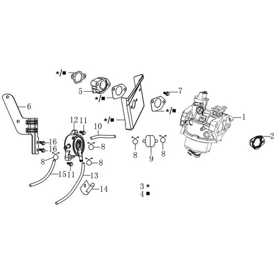 OM 106/16 KH (K1600AVD) - 2018 - Oleo-Mac Ride On Mower Carburettor Diagram