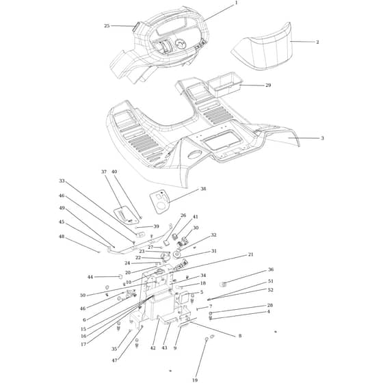 OM 106/22 HP - 2019 - Oleo-Mac Ride On Mower Dashboard Diagram