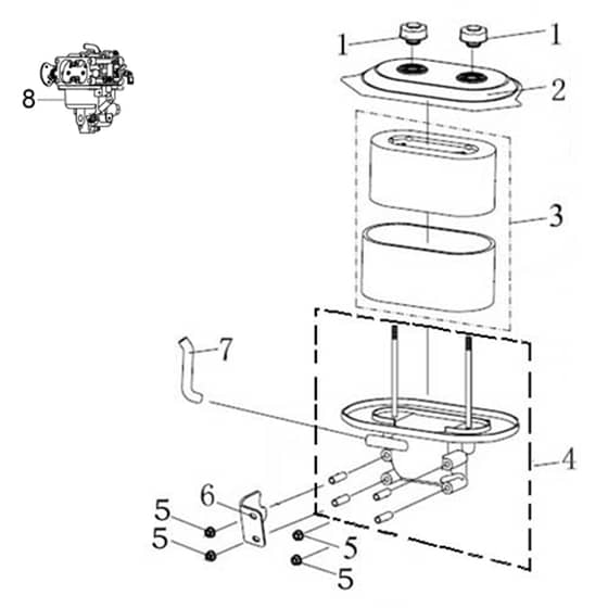 OM 106/24 KH (K2400AVD V-TWIN) - 2018 - Oleo-Mac Ride On Mower Air filter (until 04/17) Diagram
