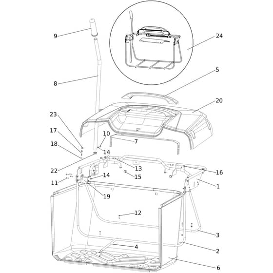 OM 106/24 KH (K2400AVD V-TWIN) 4x4 - 2023 - Oleo-Mac Ride On Mower Grass collector Diagram