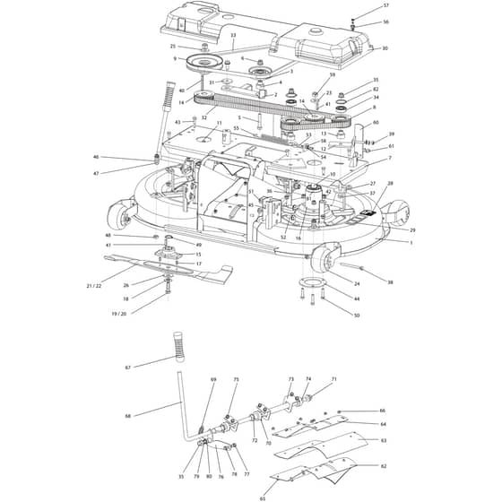 OM 106/24 KH (K2400AVD V-TWIN-EURO5) - 2022 - Oleo-Mac Ride On Mower Mowing deck (1/2) Diagram