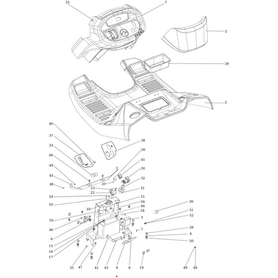 OM 106/24 KH (K2400AVD V-TWIN-EURO5) - 2023 - Oleo-Mac Ride On Mower Dashboard Diagram