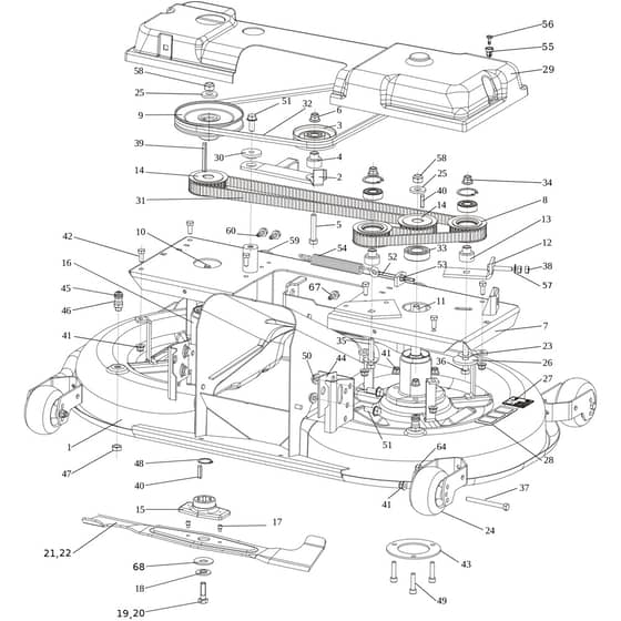 OM 106/24 KH (VICTUS) - 2024 - Oleo-Mac Ride On Mower Mowing deck (1/2) Diagram