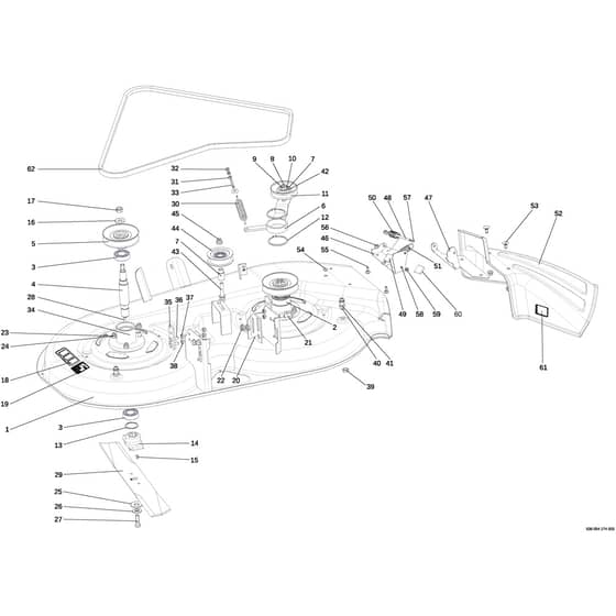 OM 107 L/16 KH (K1600AVD) - 2017 - Oleo-Mac Ride On Mower Mowing deck (1/2) Diagram