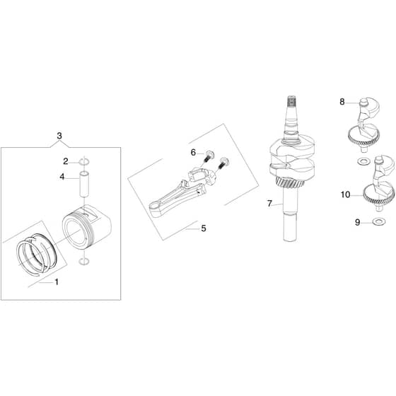 OM 107 L/16 KH (K1600AVD-EURO5) - 2022 - Oleo-Mac Ride On Mower Crankshaft and piston Diagram