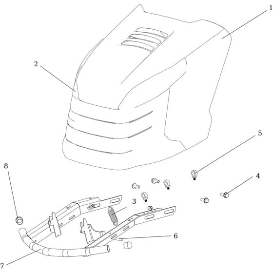 OM 107 L/24 KH (K2400AVD V-TWIN) - 2018 - Oleo-Mac Ride On Mower Hood (3/3) Diagram