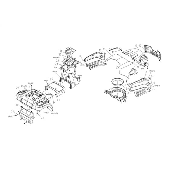 OM 109L/16 K - 2024 - Oleo-Mac Ride On Mower Body Diagram