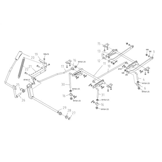 OM 109L/16 K - 2024 - Oleo-Mac Ride On Mower Cutting Plate Lifting Diagram