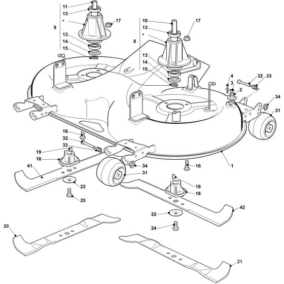 OM 123/22 V - 2020 - Oleo-Mac Ride On Mower Mowing Deck Diagram