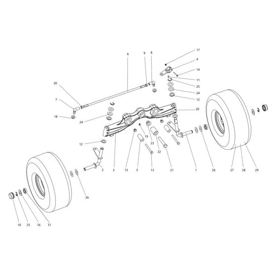 OM 124/24 KH Exclusive (K2400AVD V-TWIN-EURO5) - 2024 - Oleo-Mac Ride On Mower Front axle Diagram