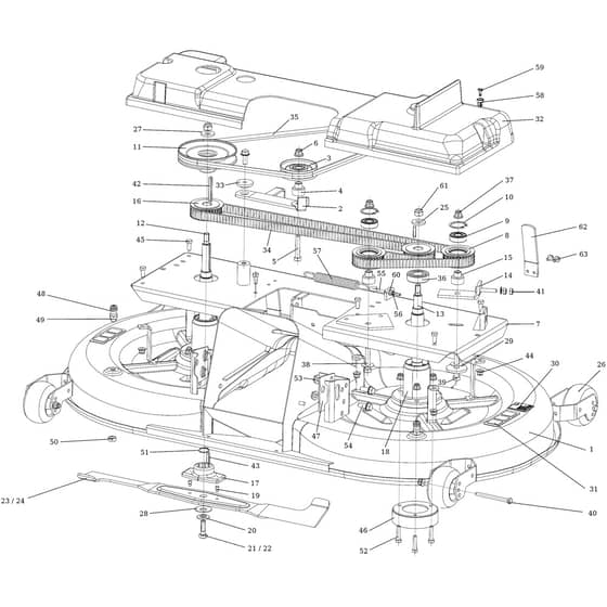 OM 124/24 KH (K2400AVD V-TWIN-EURO5) - 2019 - Oleo-Mac Ride On Mower Mowing deck (1/2) Diagram