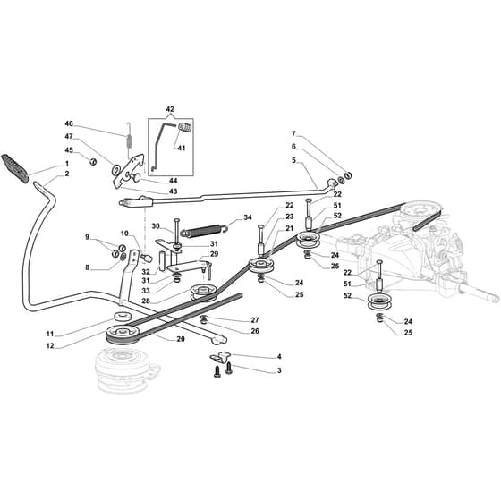 OM 84/14.5 K H - 2017 - Oleo-Mac Ride On Mower Brake and Gearbox Controls Diagram